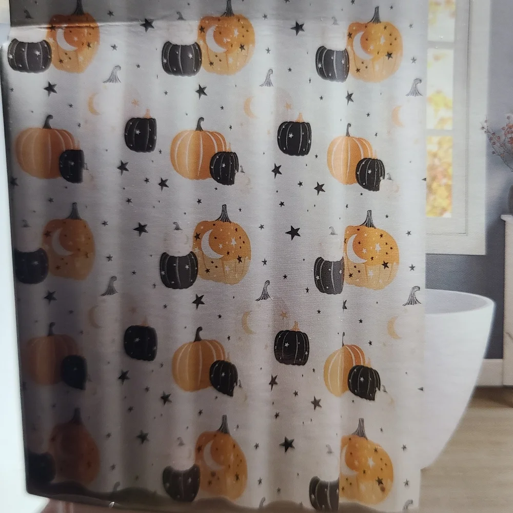 Eco friendly Piva Shower Curtain Fall Halloween Pumpkins